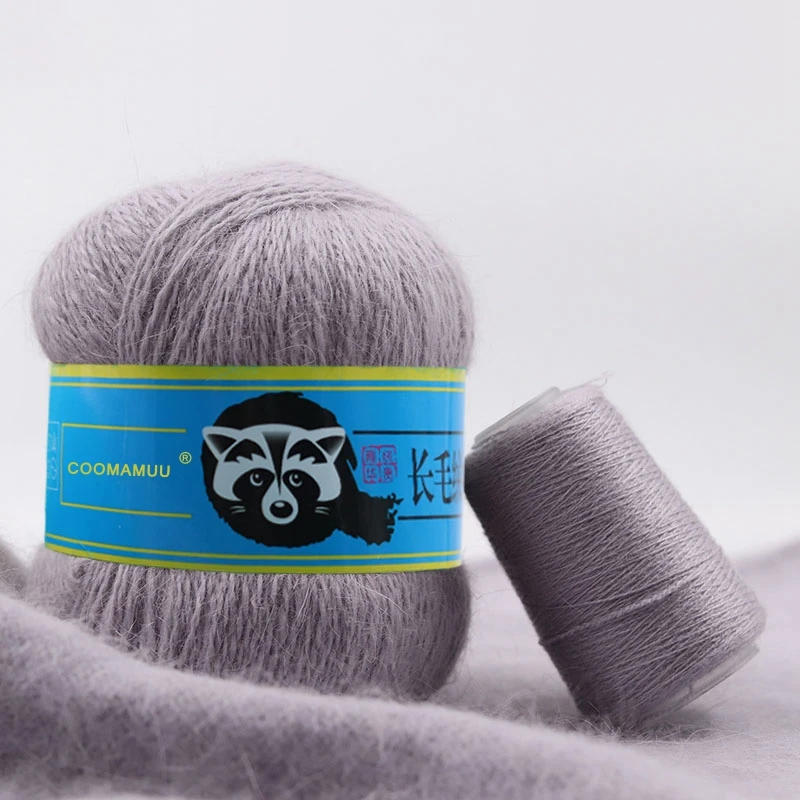 50+20 G/lot 100% Hairy Sweater Mink Cashmere Yarn for Knitting Sweater Vest Long Plush Mink Cashmere + Strength Partner Yarn 5