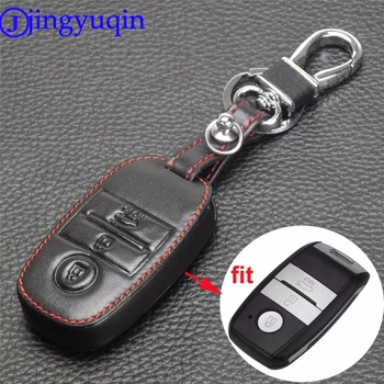 

jingyuqin 3 Buttons Remote Leather Car-Styling Car Key Cover Case For Kia Rio Sorento Cerato K3 Forte Rio5 Optima Smart Key