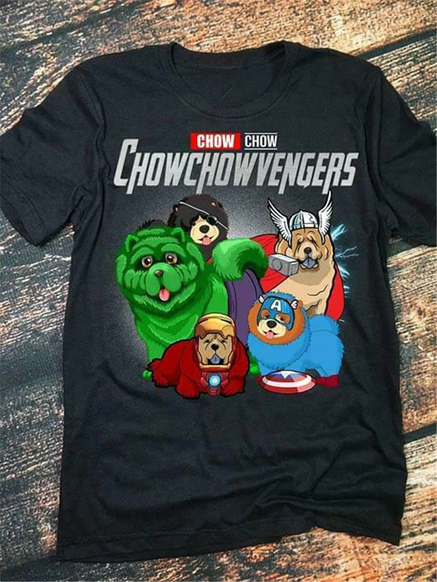 Chowchowvengers чау-чау Мстители эндгейм футболка Черная Хлопковая мужская S-6Xl большая