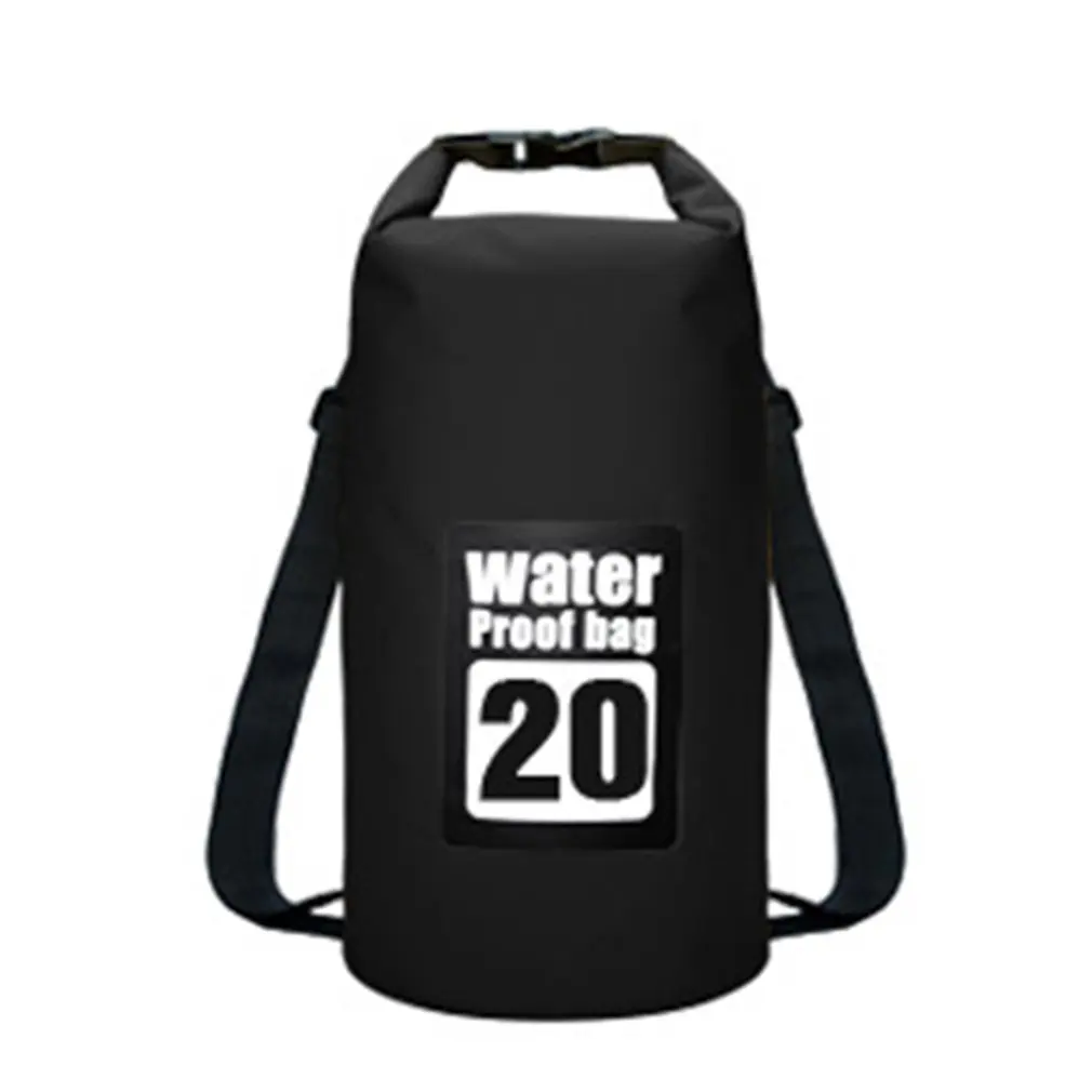 black 20L Водонепроницаемая сумка для плавания, рюкзак для сухого плавания, складная дорожная сумка для хранения, большая емкость для каноэ, рафтинга на каяке - Цвет: black 20L