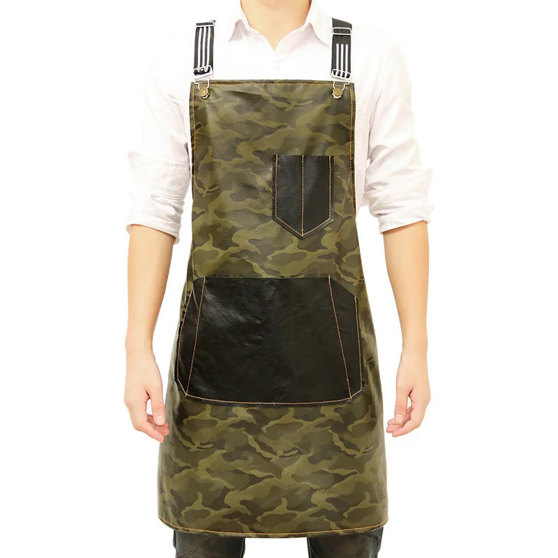 Waterproof apron camouflage Korean fashion custom LOGO men and women home work clothes oil-proof anti-fouling tea shop hairdress