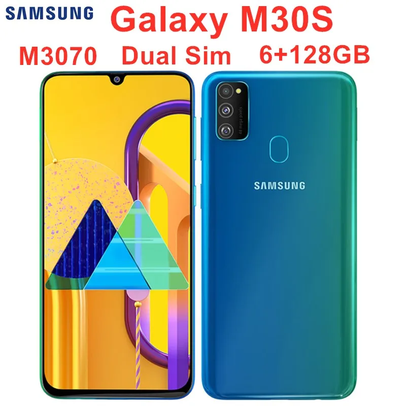 Samsung Galaxy M30s M3070 две sim-карты 6 ГБ ОЗУ 128 Гб ПЗУ LTE мобильный телефон Восьмиядерный 6," 4 камеры 6000 мАч Exynos 9611