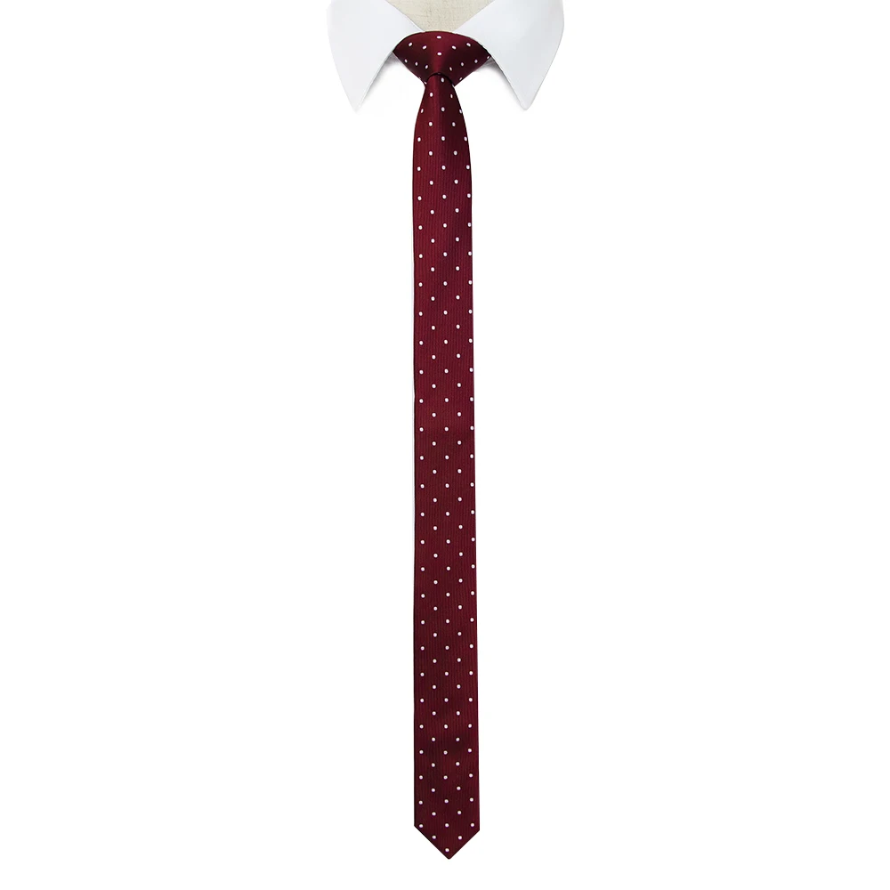 burgundy KAMBERFT дизайн ручной работы 4 см тонкий однотонный галстук в горошек Красный Зеленый Модный мужской тканый обтягивающий галстук для свадьбы Повседневные Вечерние - Цвет: burgundy