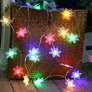 

2M 20LED Snowflake Ball Star Battery String Lights Christmas Garland Fairy Light Christmas Wedding Party Decoration Powered