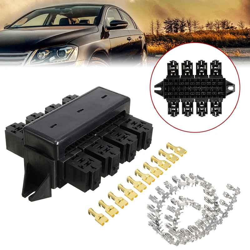 28 Way Blade Fuse Holder Relay Box Circuit Protector Distribution Block Fuses Holder with 40 Terminals Replacement Part