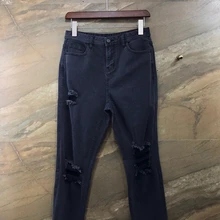 The new autumn and winter women's street personality hole jeans 1207