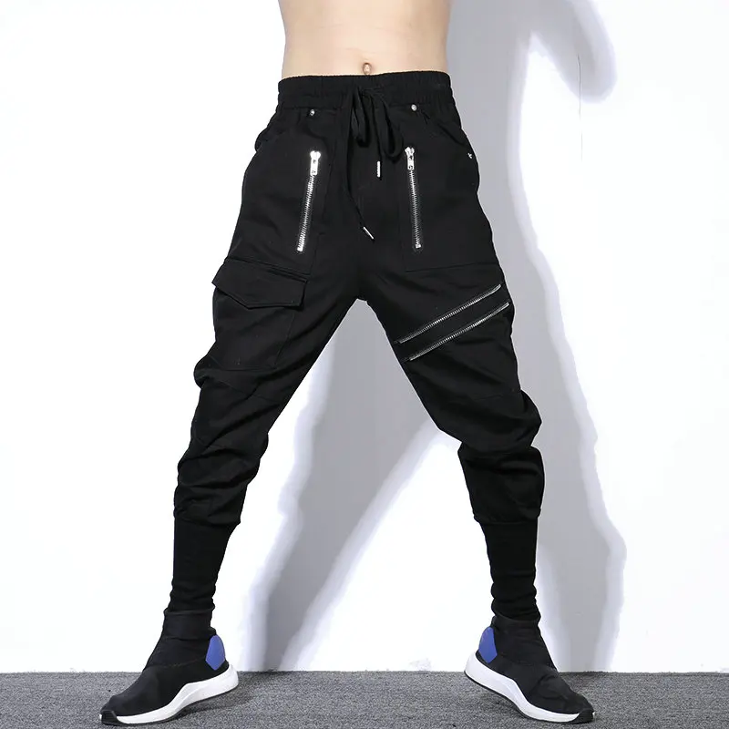 

Darkly Style Men Pants Hip Hop Harem Joggers Pants 2019 New Male Trousers Mens Joggers Solid Black Multi-pocket Pants Sweatpants