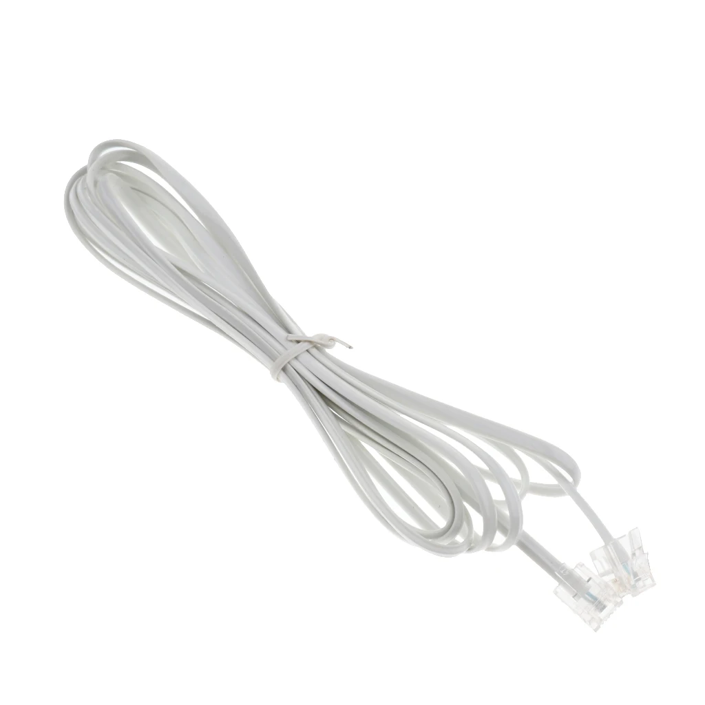 10 Feet Telephone Landline Extension Cord Cable Line Wire with Standard RJ-11 6P2C Plugs (White 3Meters,1Pack)