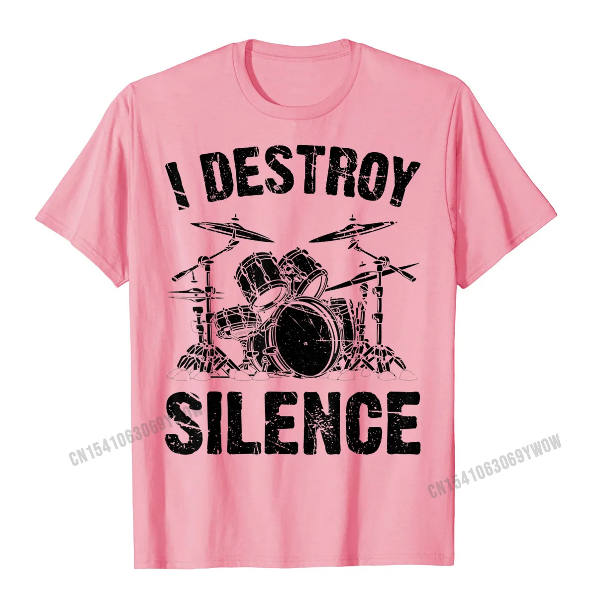 Tops T Shirt Simple Style Tops Shirt Summer Autumn Cheap Funny Short Sleeve Pure Cotton Round Collar Young T Shirt Funny I Destroy Silence Drumming Vintage Drummer Drumset Drum Set T-Shirt__95 pink
