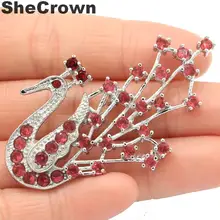 58x33 мм элегантная в форме феникса Розовая Малина родолит гранат рубиновый CZ серебряная брошь