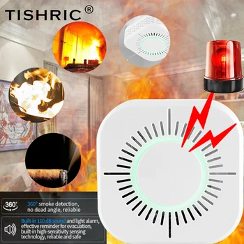 

TISHRIC Smoke Sensor Detector 433MHz Wireless Protection Fire Alarm System Security smoke alarm Work with Sonoff RF Bridge