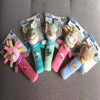 

2019 Baby Cute Plush Rattles Toy Soft Dog Mobiles Handbells Newborn Toddlers Grasp Training Toys Cartoon Animal Ring Bell