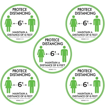 

5Pcs Non-Slip Social Distancing Floor Decal Sticker Round Sticker Feet Floor Sign for Outdoor Store Floor
