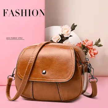 

Oval-shaped Casual Shoulder Crossbody Bag Women PU Leather Fashion Messenger Bag Solid Color Simple Satchel Handbag for Female