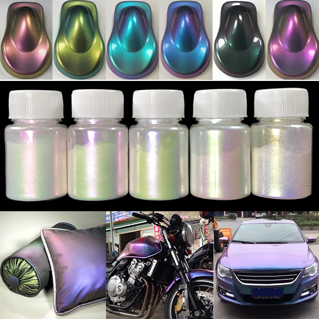 6Colors DIY 10g Chameleon Color Changing Pearl Pigment Powder For Car Paint Coating For Graffiti Pearl Iron Metal Painting