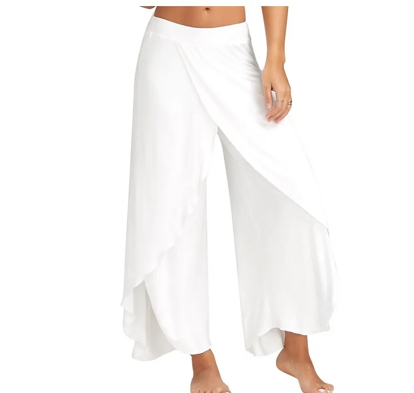 MJARTORIA Wide Leg Pants Women Capris Solid Loose Bloomers Fitness Dance Wear Split Trousers Large Harem Pants Elastic Palazzo MJARTORIA Wide Leg Pants Women Capris Solid Loose Bloomers Fitness Dance Wear Split Trousers Large Harem Pants Elastic Palazzo