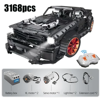 

3168pcs MOC RC Ford Mustang Hoonicorn RTR V2 Model Building Block lepining Technic Racing City Car Led Bricks Toys for Kids