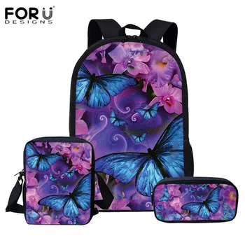 

FORUDESIGNS Beauty Butterflies Print Girls Fashion Shoulder Backpack Sets Kids Casual Comfort Satchels Schoolbag for Teenagers