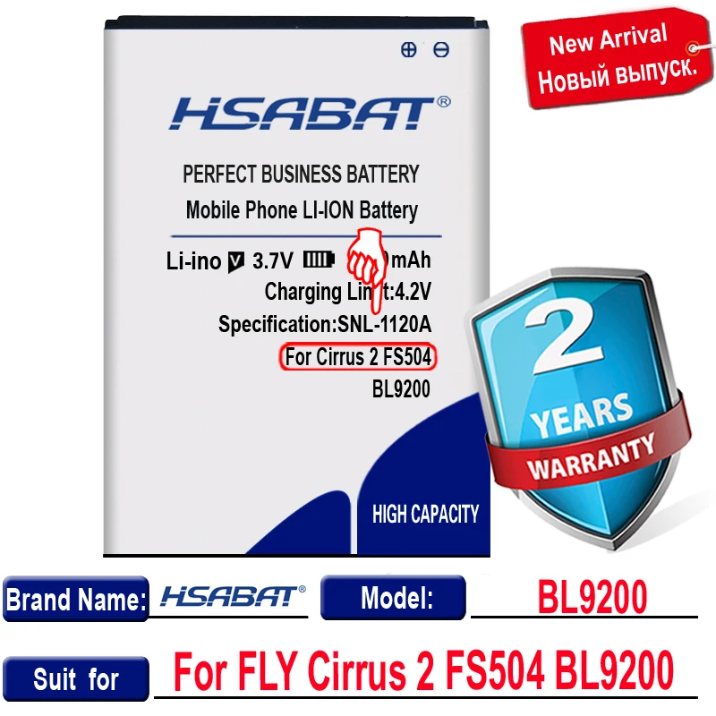 HSABAT 3900mAh BL9200 литий ионный аккумулятор для Телефона FLY Cirrus 2 FS504 BL9200|battery for|battery for