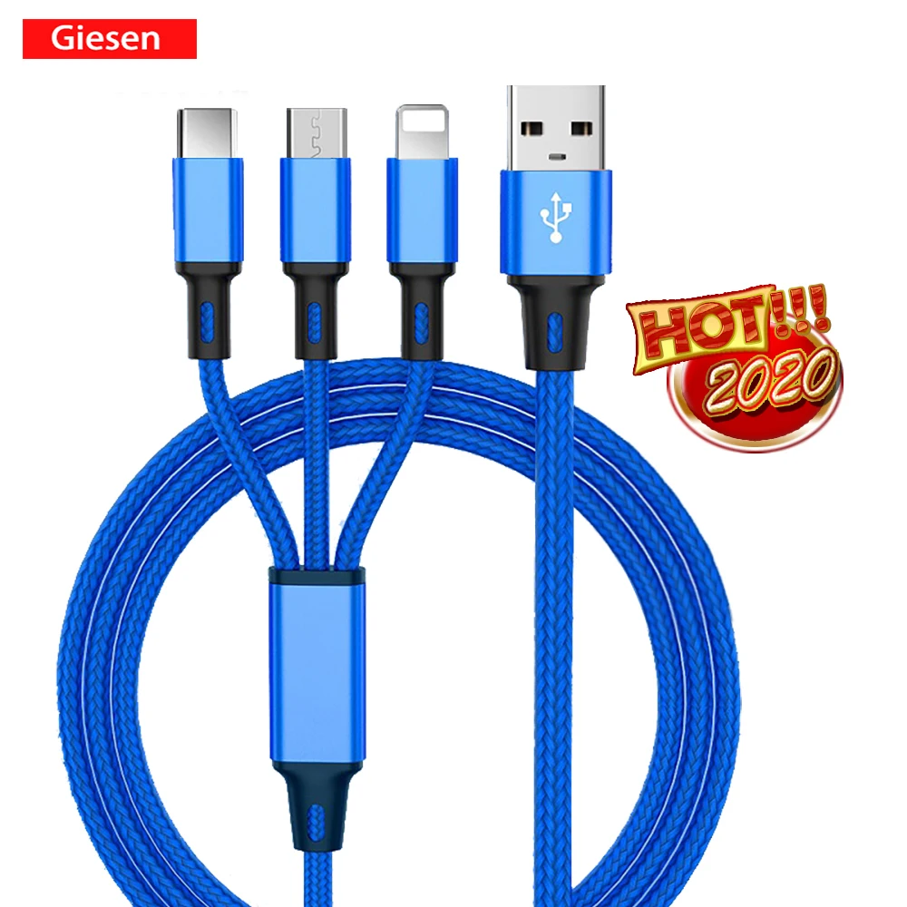 USB Type C Micro 3 в 1 быстрый кабель для iPhone IOS Samsung Xiaomi Redmi Note 7 Mi 9T шнур быстрой зарядки