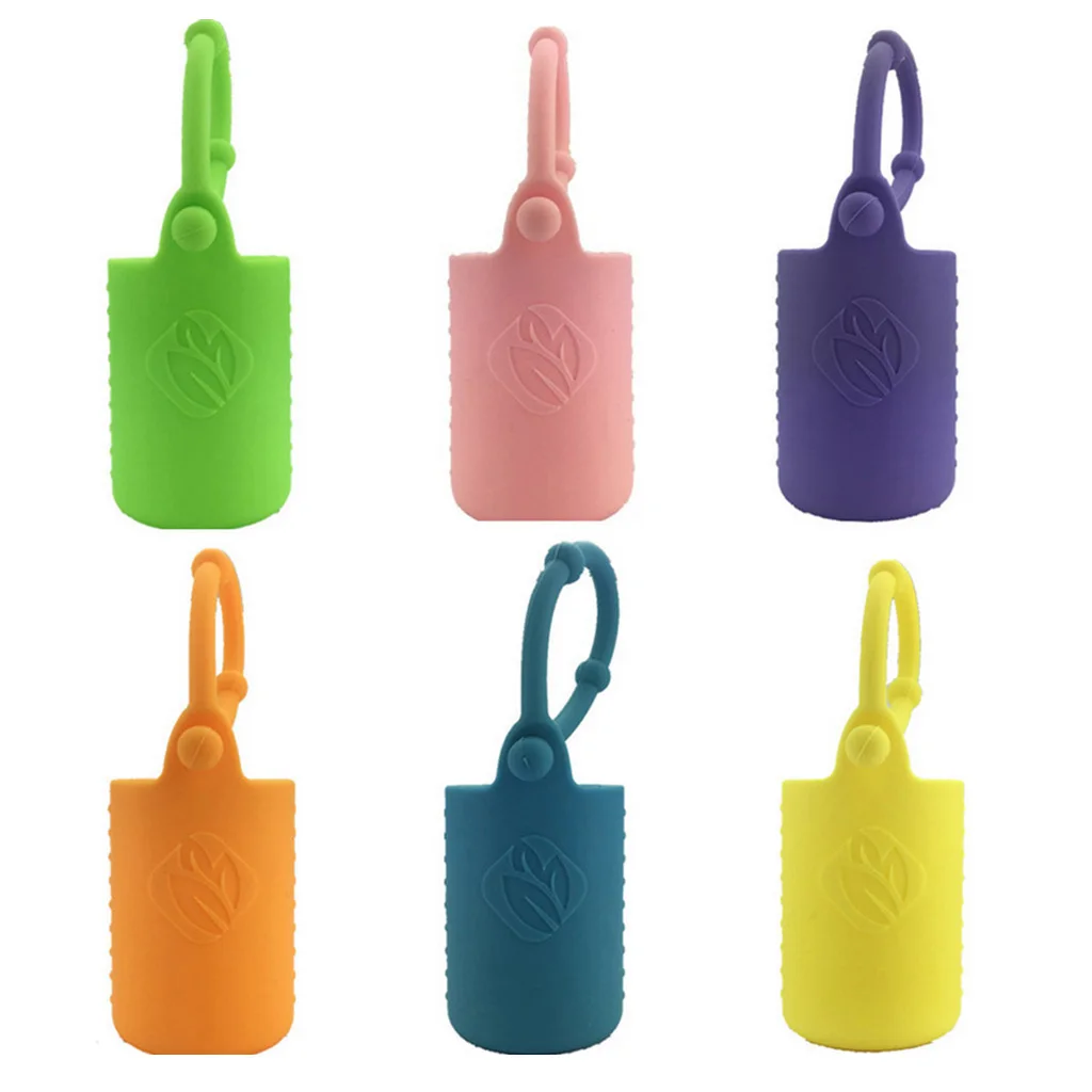 6pcs Silicone 15ml Roller Bottle Holder Sleeve Essential Oil Carry Keychain Keyring Pouch for Backpack Bag Home Travel Outdoor