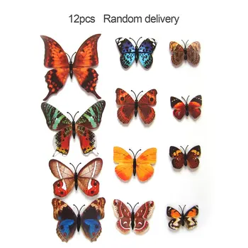 

Drop shipping 12pcs PVC 3d Butterfly wall decor cute Butterflies wall stickers art Decals home Decoration room wall art