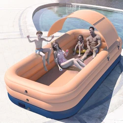 Piscine gonflable automatique à 3 couches 380CM/210CM, grandes piscines pour famille, boule océanique amovible pour enfants, bain en PVC 