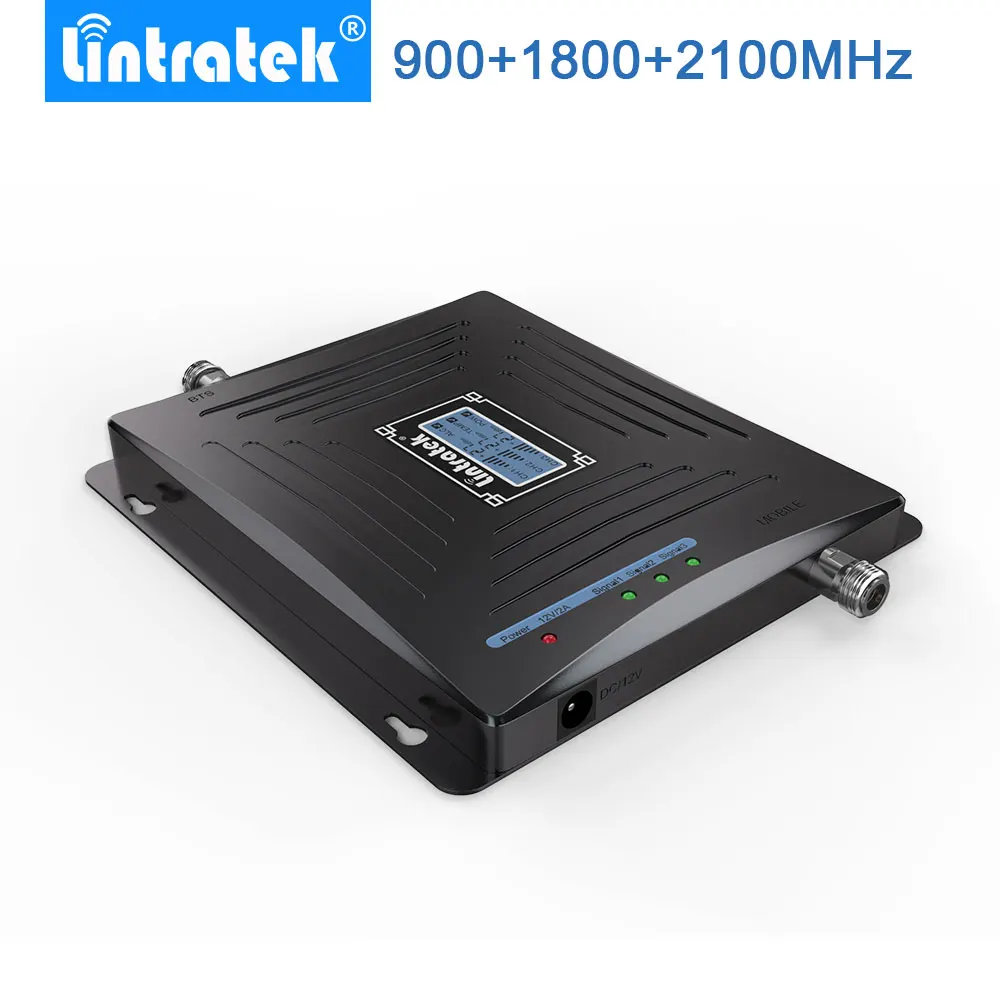 Lintratek LCD Мобильный усилитель сигнала 900MHz 1800MHz 2100MHz W-CDMA Repetidor GSM 2G 3G 4GLTE трехдиапазонный усилитель сотового телефона. Lintratek LCD Мобильный усилитель сигнала 900MHz 1800MHz 2100MHz W-CDMA Repetidor GSM 2G 3G 4GLTE трехдиапазонный усилитель сотового телефона.