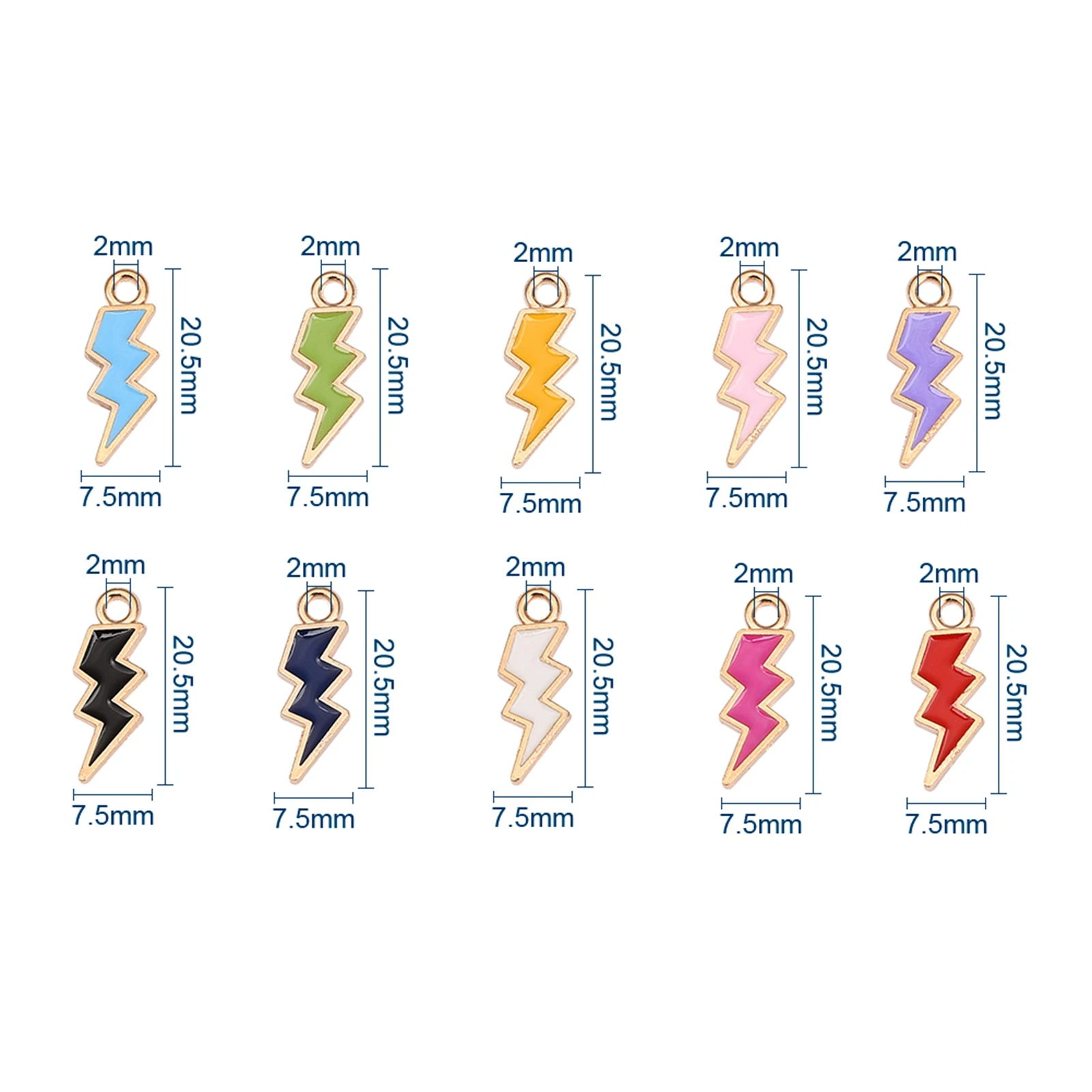 100Pcs Alloy Enamel Lightning Charms DIY Earrings Necklace Pendant  Accessories Jewelry Making Supplies