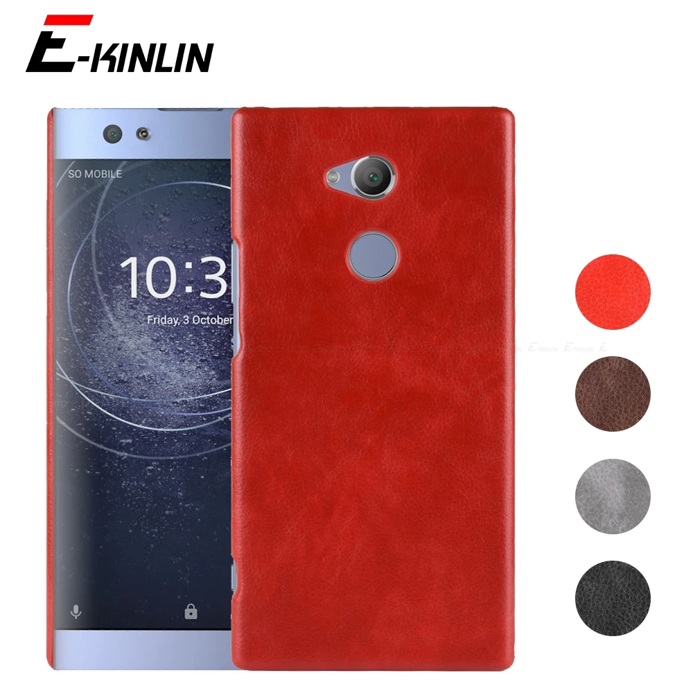 Litchi Leather Pattern PU Case Back Cover For Sony Xperia XA2 Plus Ultra XZ2 Premium XZ3 L3 L4 Thin Hard PC Phone Cases | Мобильные