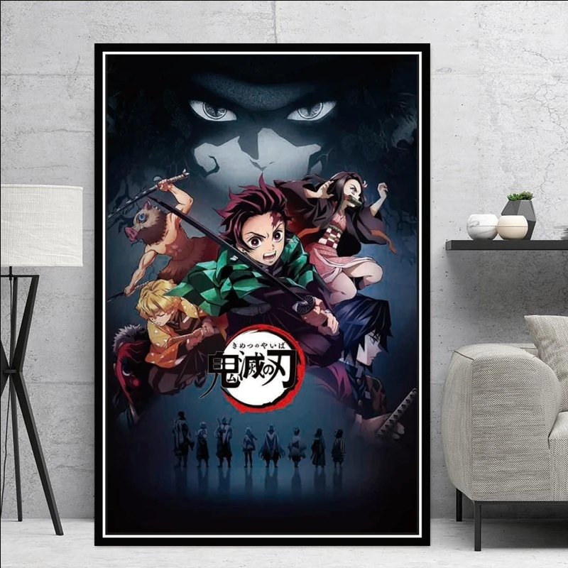 Японское аниме Demon Slayer : Kimetsu no Yaiba Kamado Tanjirou Nezuko парусиновые плакаты настенные