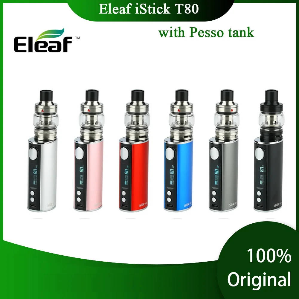 Оригинальный Eleaf iStick T80 VW комплект w/3000 mAh батарея и 5 мл Pesso бак 80 Вт Макс выход EF-M