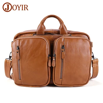 

JOYIR Genuine leather Men's Briefcase Business Tote Multifunctional Shoulder Messenger Bag Large Capacity Travel Laptop Male
