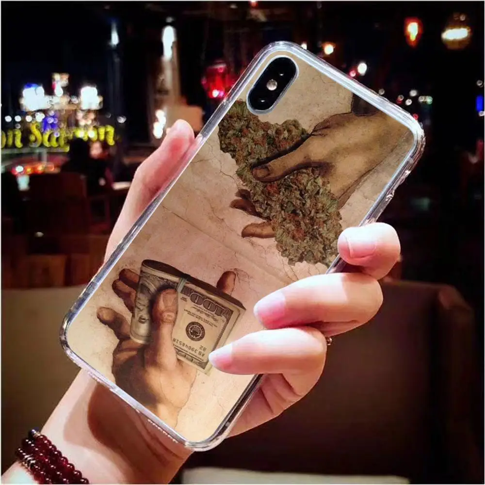 

Money And Weed Art Phone Case Skin Shell For iPhone 6 6S Plus 7 8 Plus X 5 5S SE Soft silicone TPU Housing Back Cover Coque Capa