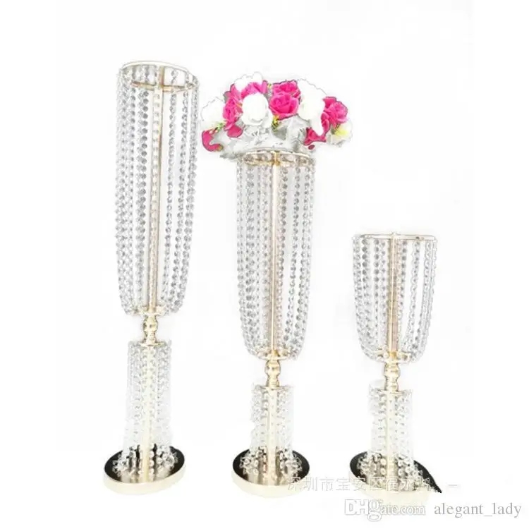 Crystal Beaded Chandelier Centerpiece Riser Top Candle Floral Plate Wedding Decoration T table Decoration Centerpieces for 11 Event