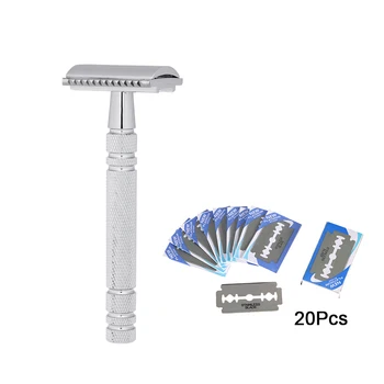 

1 pcs Double Edge Safety Razor with 20pcs Razor Blades Manual Shaving Razor Traditional Razor Men's Shaving Tool Set