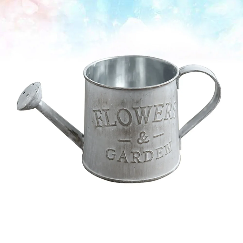 

Creative Flower Vase Can Rustic Style Iron Metal Jug Pitcher Tin Bucket Watering Can Shape Portable Pot for Home Wedding Party D