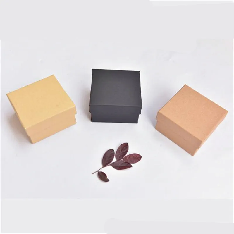 

Vintage Kraft Paper Jewelry Boxes Brown Black Cardboard Ring Necklace Pendant Case Display Box 5*5*3.5 cm New Arrival