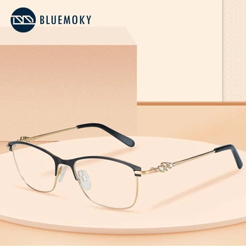 

BLUEMOKY Women Square Optical Glasses Half Frame Female Mental Clear Lens Eyewear 2019 New Brand Designer Eyeglasses CJ1300