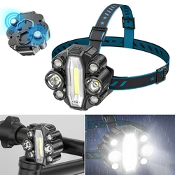 Lampe frontale LED avec capteur zoom, Rechargeable par USB, étanche IPX6, éclairage rotatif à 180 ° 90 °, 4 modèles d'éclairage pour cyclisme 