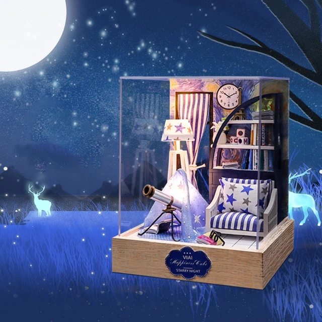 HX5D DIY Miniature Dollhouse Kit Wooden Mini Doll House Accessories with  Furniture for Kids Teens Adults Gift 1