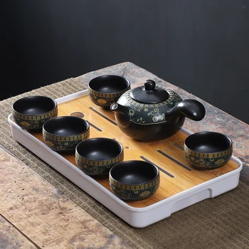 

4-6 people Chinese Kung Fu Teaset Household Office Travel Simple Tea Drinking Set Teapot Teacup Tea-tray Tea Ceremony