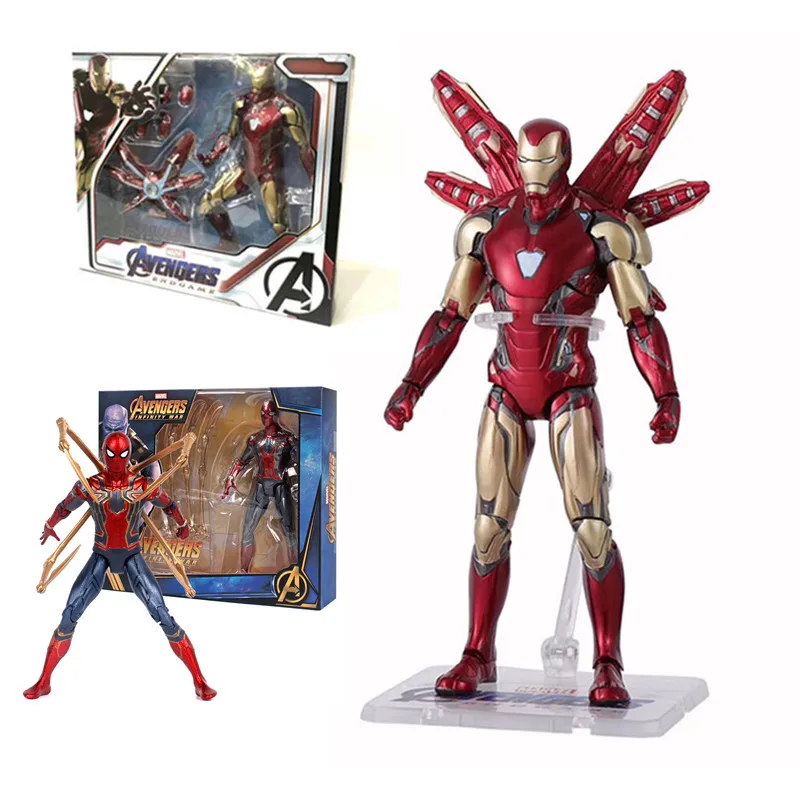 

17cm Avengers Iron Man MK85 Spider Man PVC action figure toys Iron Man MK85 Spider-man Joint movable figure dolls toys kid gift