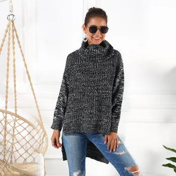 

Turtleneck Vintage Sweater Women Oversize Loose Warm Sweater Women Pullovers Winter Jumpers Knitwear 2019 Long Solid Sweater