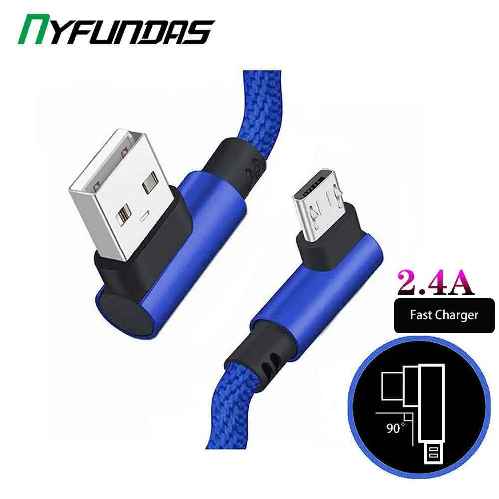 Кабель Micro USB в нейлоновой оплетке 90 градусов 1 м 2 0 25 кабель для быстрой зарядки и