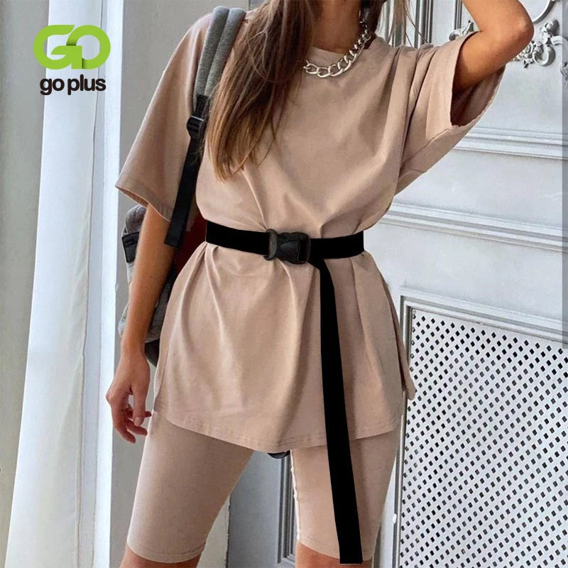 Summer Women's Suits Round Neck Short Sleeve Elastic High Waist Shorts Two Piece Set Women Ropa De Mujer Ensemble Femme |