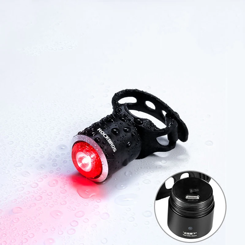 Perfect ROCKBROS Bicycle Saddle Rear Light Waterproof Intelligent USB Rechargeable Red Warning Taillight LED Bike Light 2