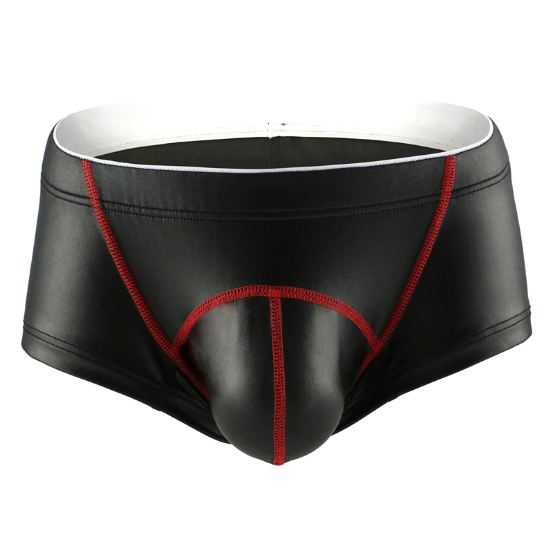 

Men Pantent Leather Sexy Men Boxer Shorts Mens PU Leather U Convex Pouch Boxers Male Panties Low-rise Men Underwear Gay Boxers