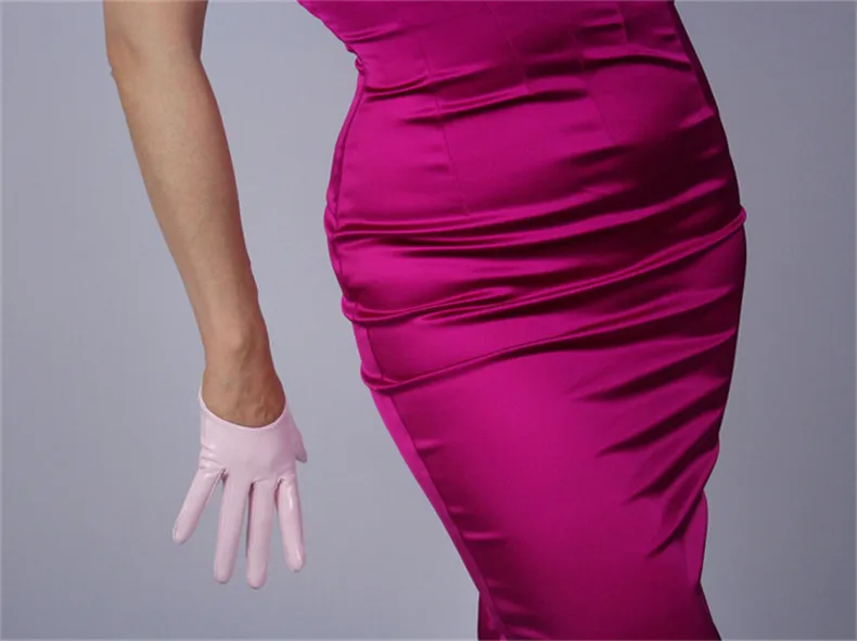 Новинка 2019 г. женские перчатки из лакированной кожи, искусственная натуральная кожа, искусственная синтетическая кожа, светло-розовые