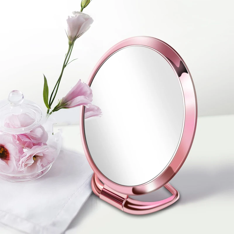 

Hand Held Makeup Mirror Double Sides Handheld Mirrors Folding Table Mirrors Standing Make up Mirror Magnifying Miroir for Travel